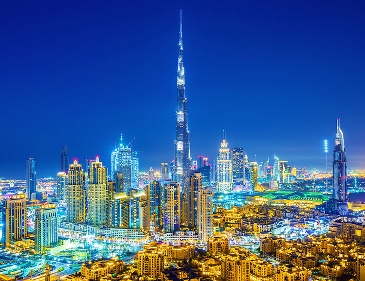 Skyline von Dubai mit dem Burj Khalifa